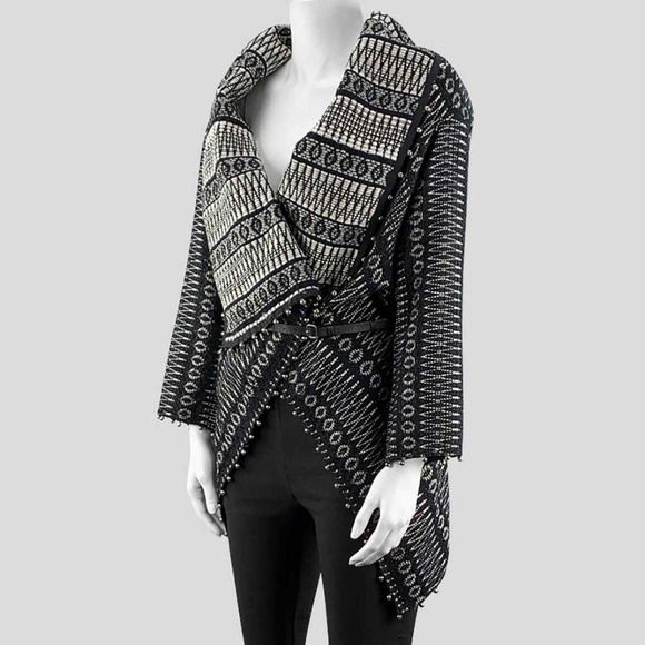Marc Jacobs Black and White Knit Open-Front Cape - Picture 5 of 6